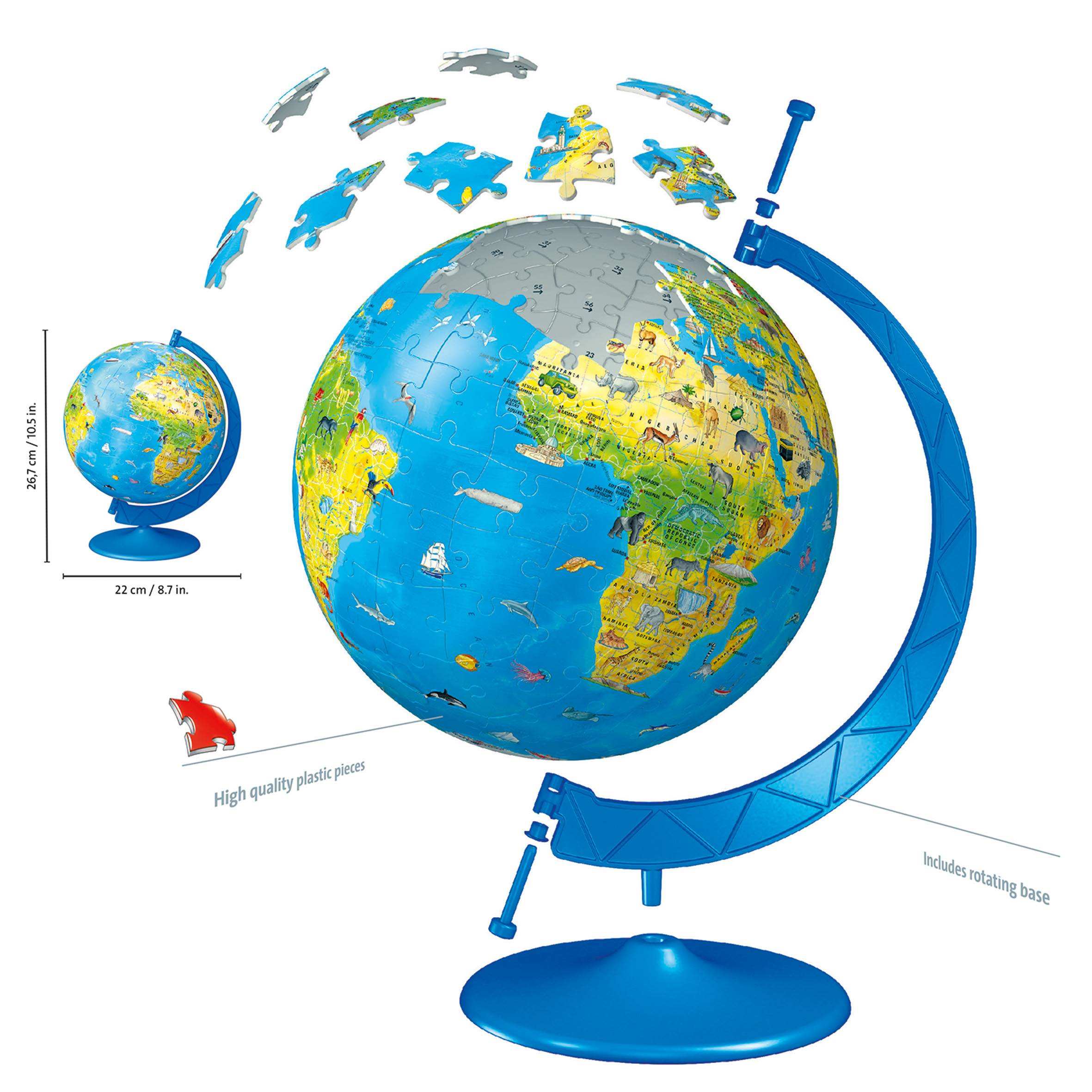 Ravensburger Children's World Globe, 180 Piece 3D Jigsaw Puzzle
