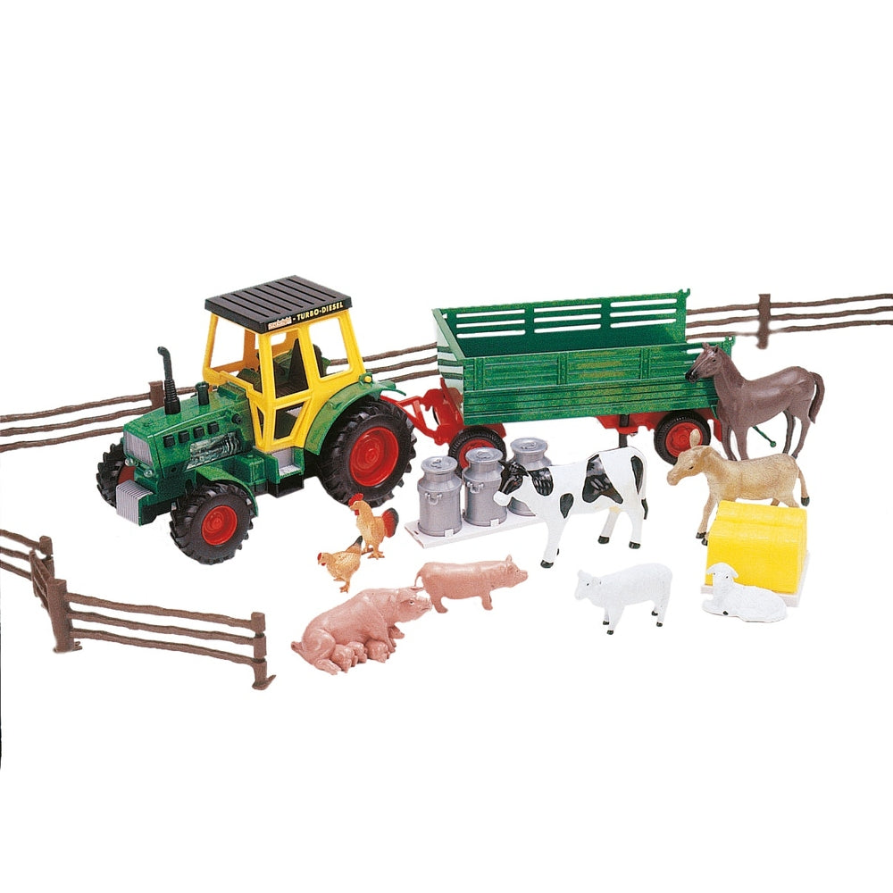 Farm Tractor & Trailer With Animals