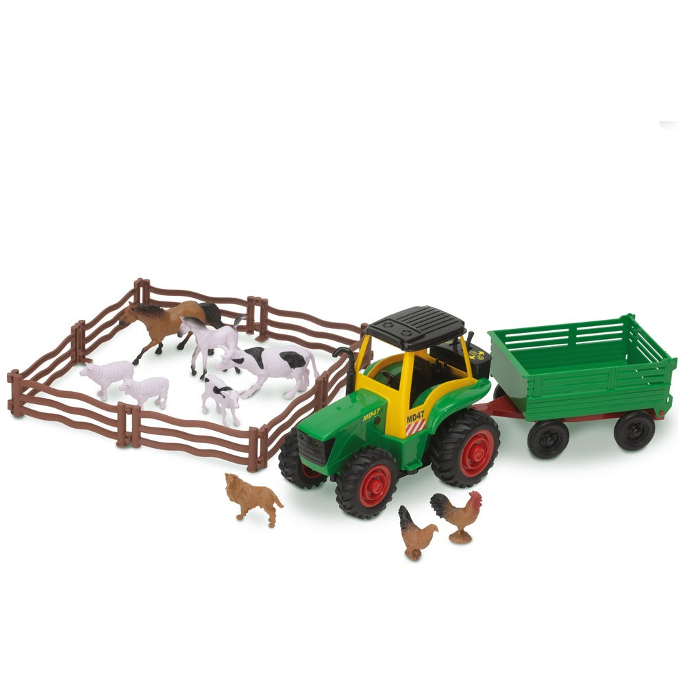 Farm Tractor & Trailer With Animals