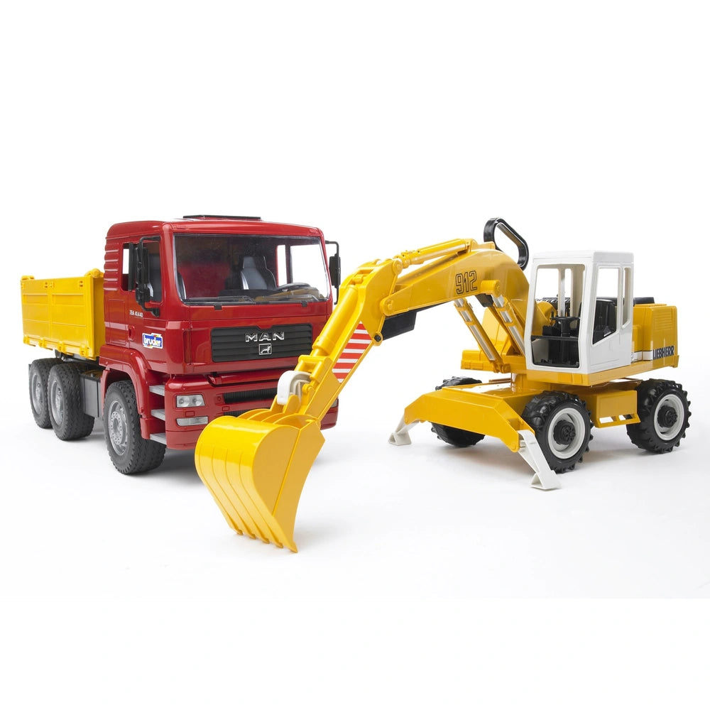 Bruder Toy Man Tga Construction Truck With Liebherr Excavator