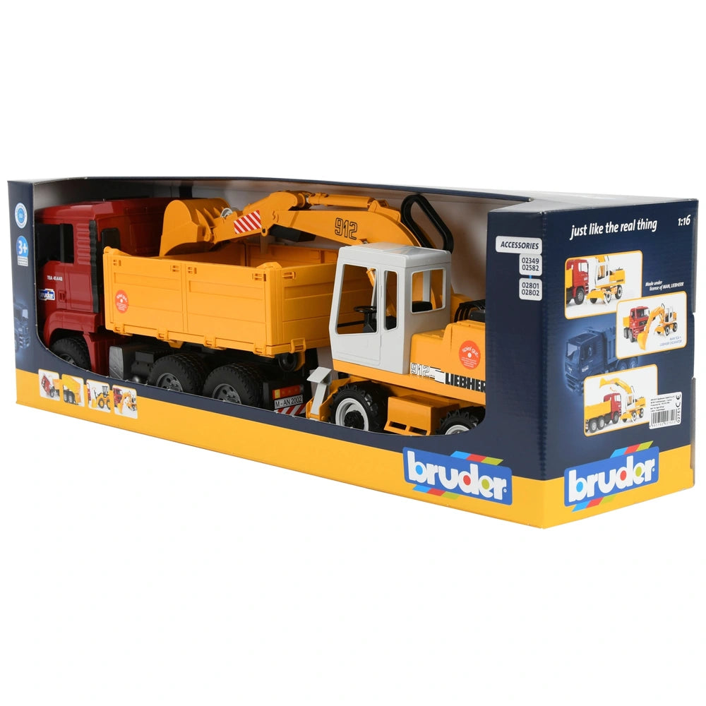 Bruder Toy Man Tga Construction Truck With Liebherr Excavator