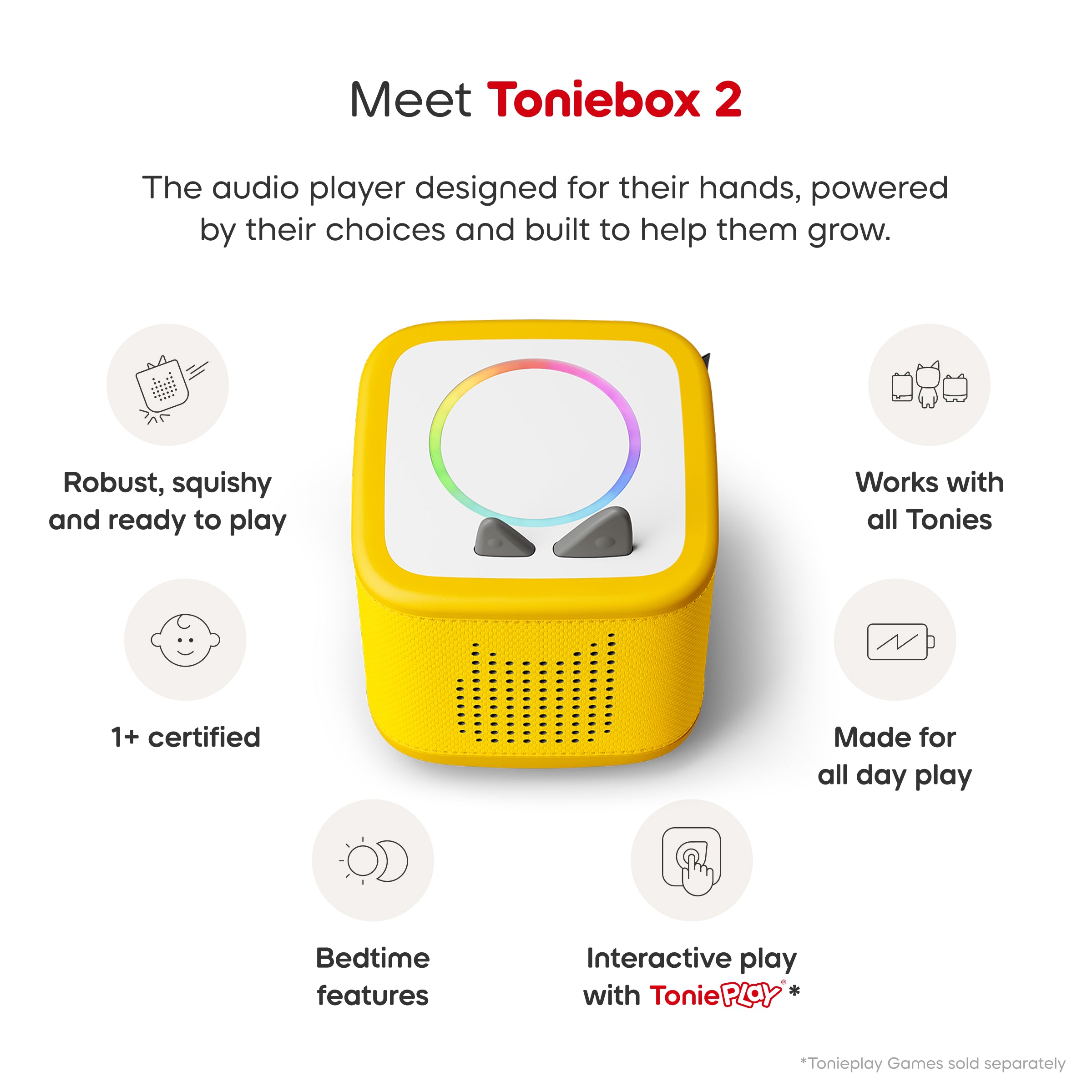 Toniebox 2 Starter Set Lightning Yellow With A Pikachu Tonie Figure Audio Character