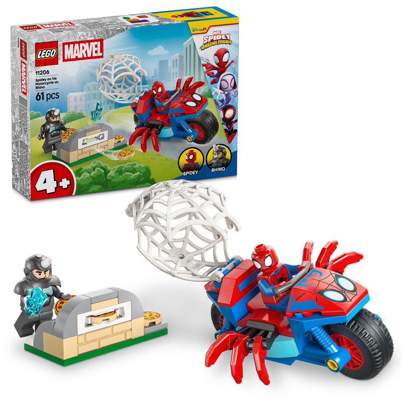 Lego® | Marvel Spidey And His Amazing Friends Spidey On His Motorcycle Vs. Rhino 11206