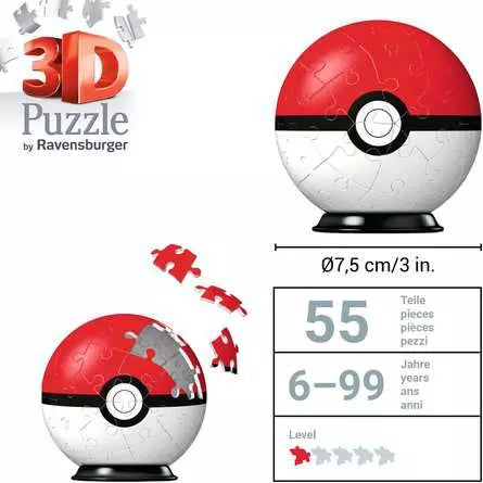 Ravensburger Pokemon Pokeball 54 Piece 3D Jigsaw Puzzle Assortment