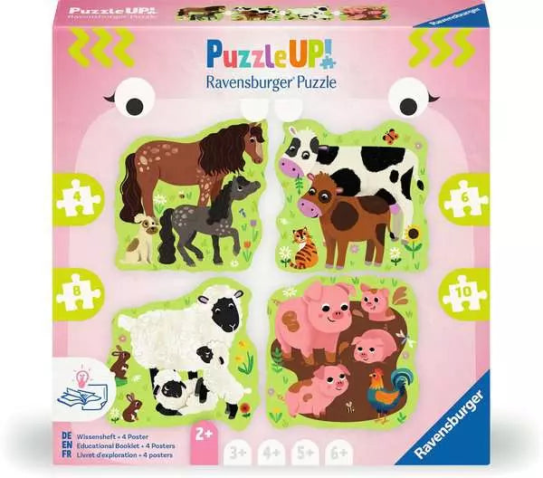 Ravensburger Children’s Puzzle Puzzle Up - Farm Animals - 4 + 6 + 8 + 10 Pieces Puzzle