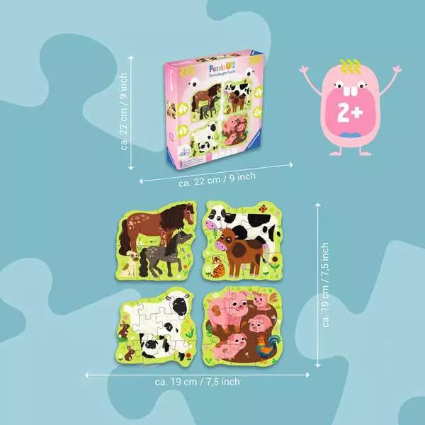 Ravensburger Children’s Puzzle Puzzle Up - Farm Animals - 4 + 6 + 8 + 10 Pieces Puzzle