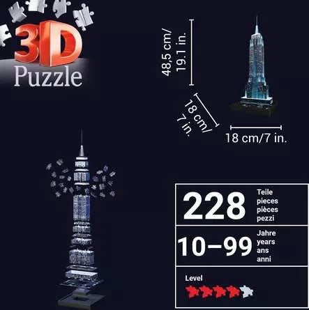 Empire State Building - Night Edition, 216Pc 3D Jigsaw Puzzle®