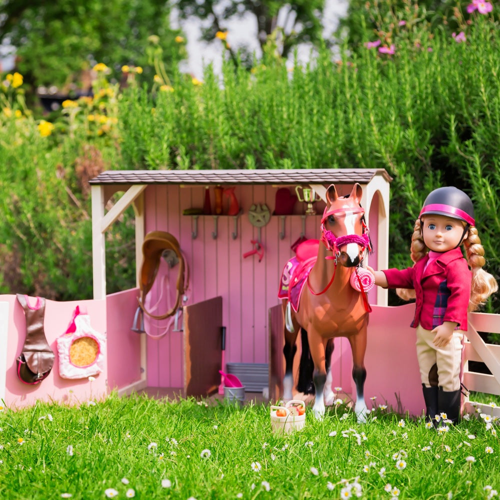 Our Generation Horses Saddle Up Stables Horse Barn And Accessories Playset