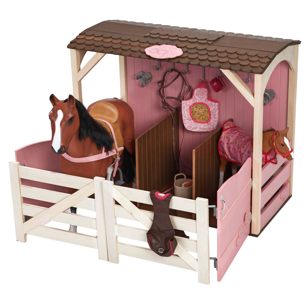 Our Generation Horses Saddle Up Stables Horse Barn And Accessories Playset