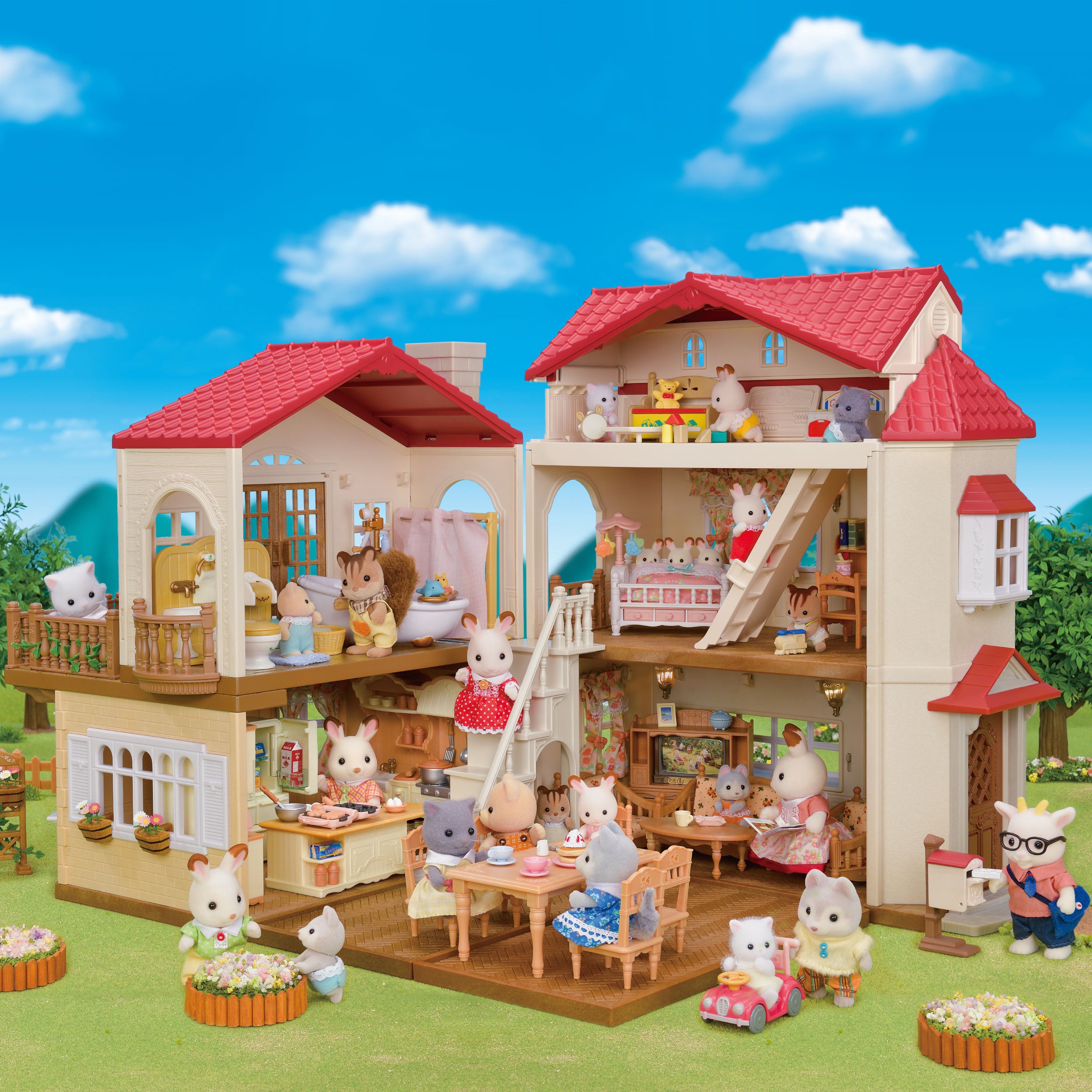 Sylvanian Families Red Roof Country Home With Secret Attic Playroom