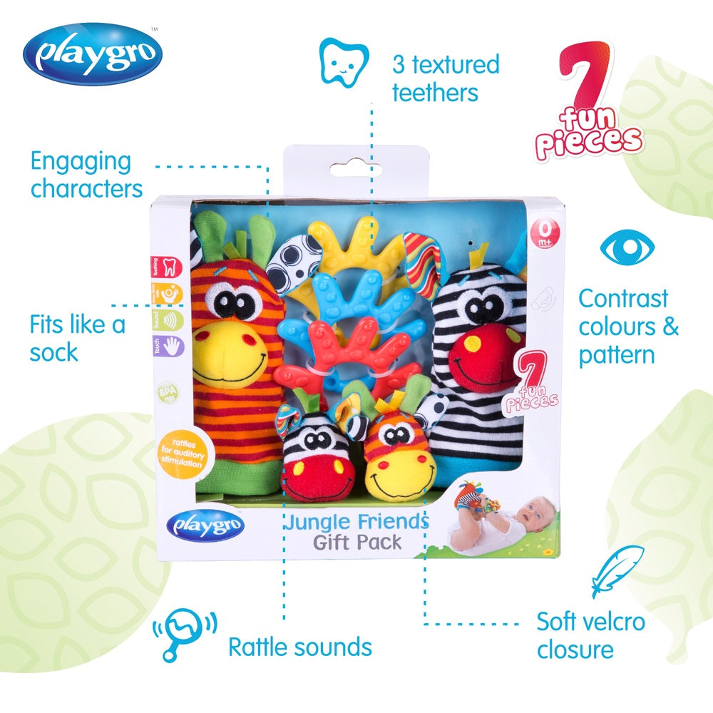Playgro Jungle Friends Teething Toys And Rattles Gift Set