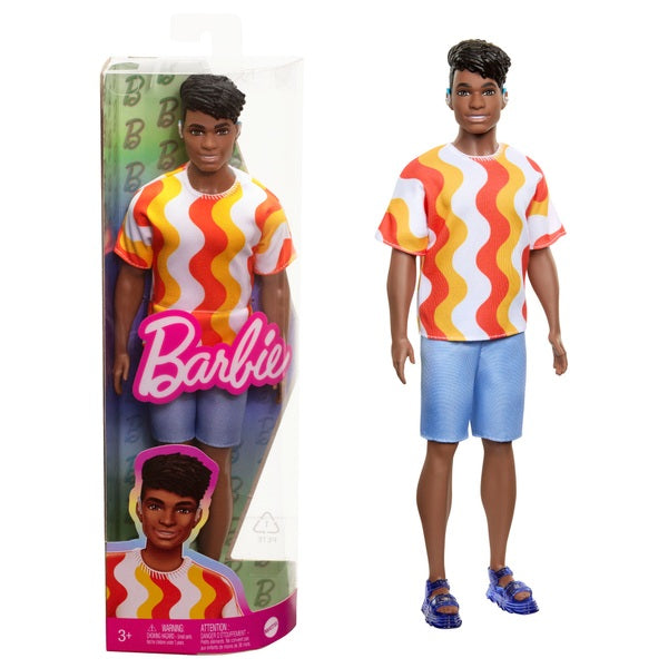 Barbie Fashionista Ken Doll 220 With Orange Wavy Tee