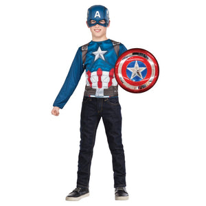 Marvel Captain America Medium Costume Top Set With Shield And Mask