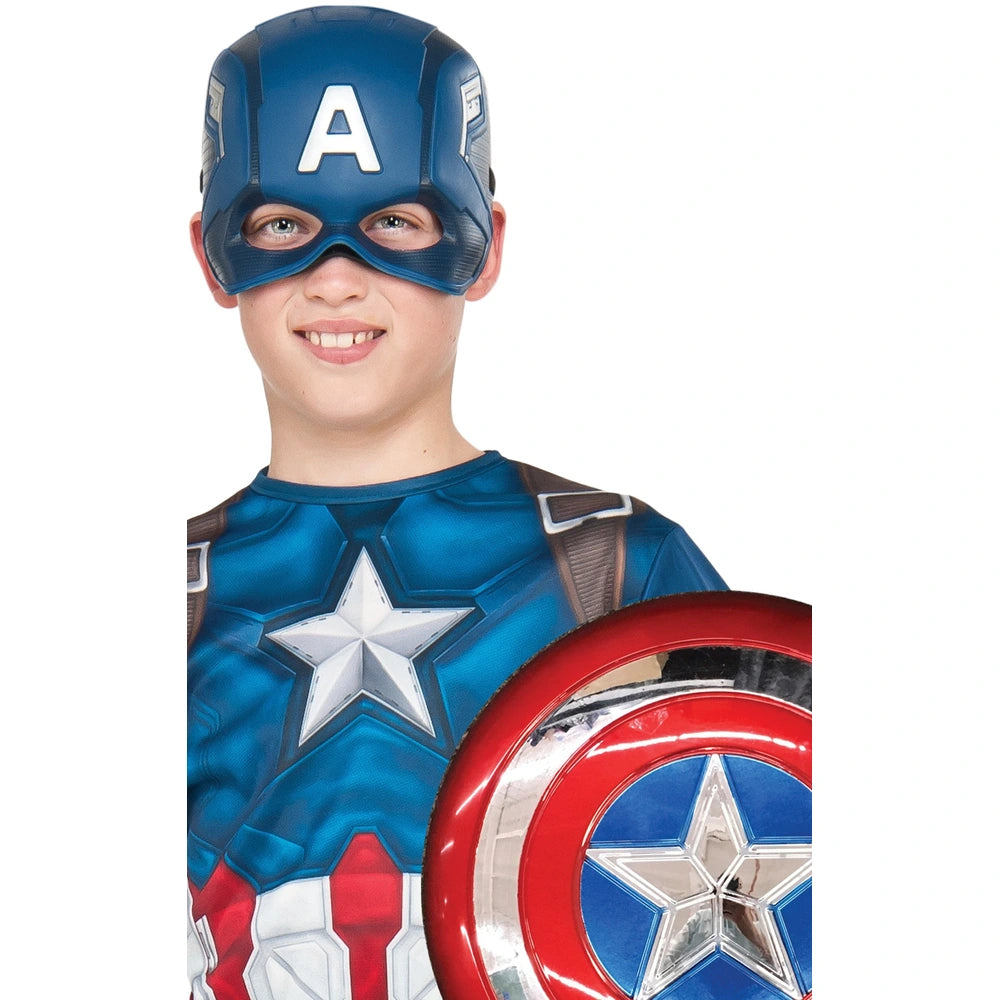 Marvel Captain America Medium Costume Top Set With Shield And Mask