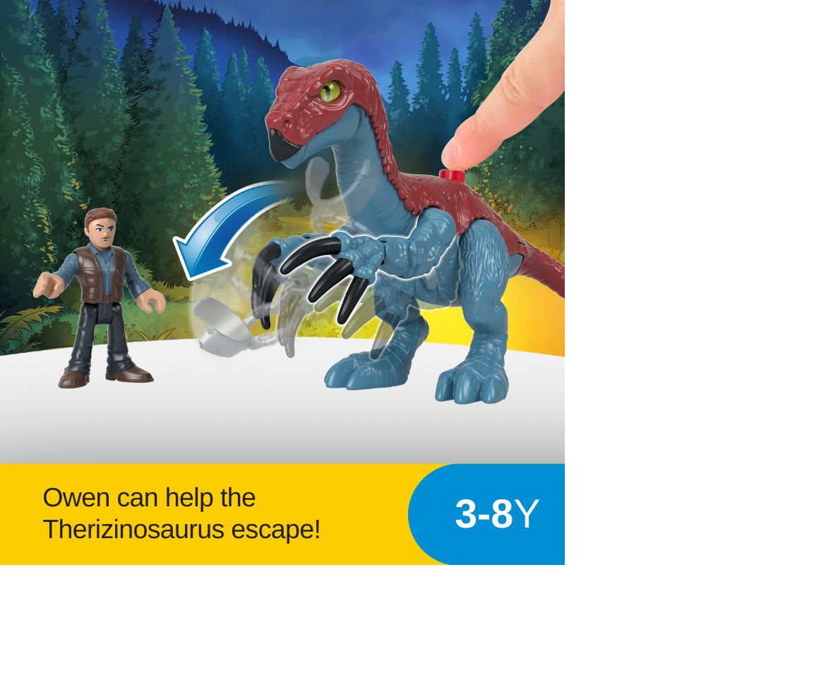 Imaginext Jurassic World Dominion Owen & Therizinosaurus Dinosaur Figures