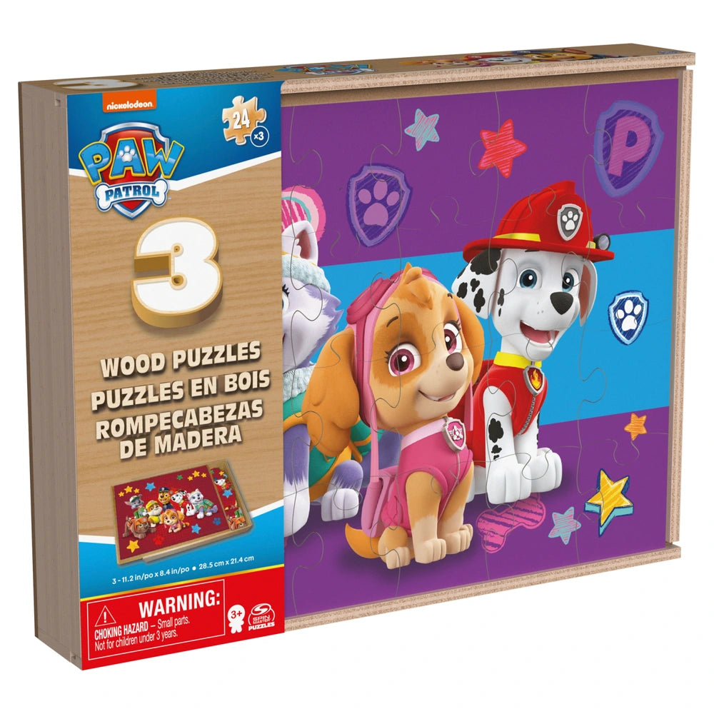Paw Patrol Wooden Puzzles 24 Pieces With With Wooden Tray 3 Pack
