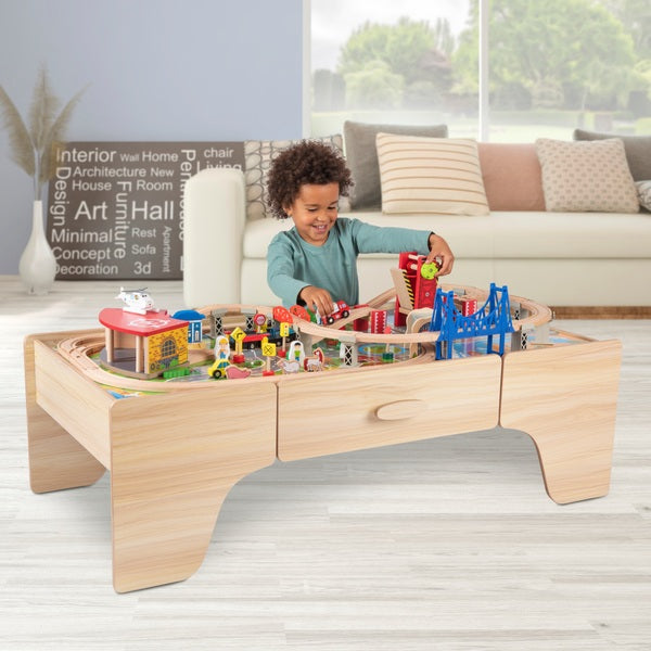 100 Piece Wooden Train Set & Table