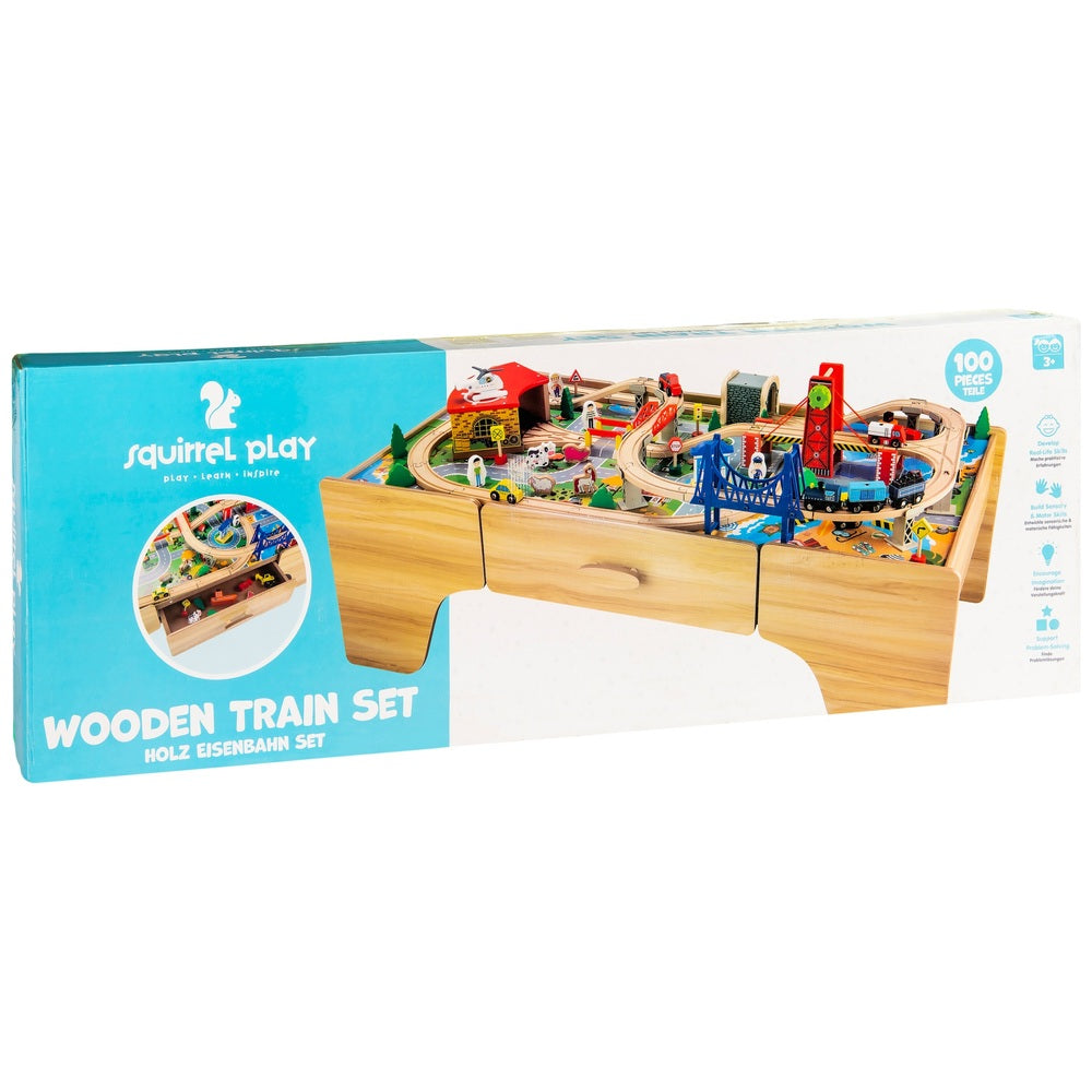100 Piece Wooden Train Set & Table