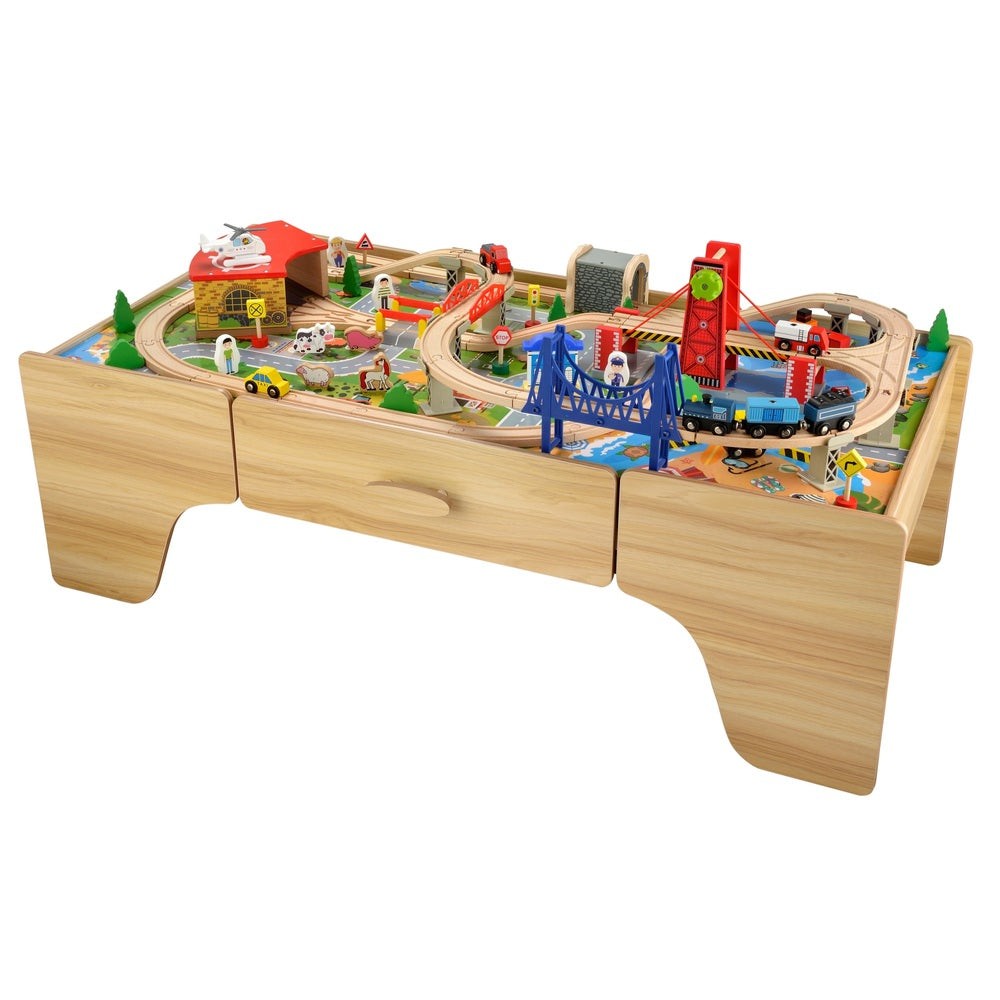 100 Piece Wooden Train Set & Table