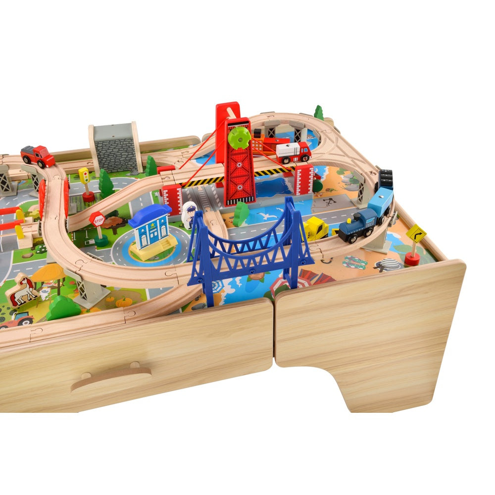 100 Piece Wooden Train Set & Table