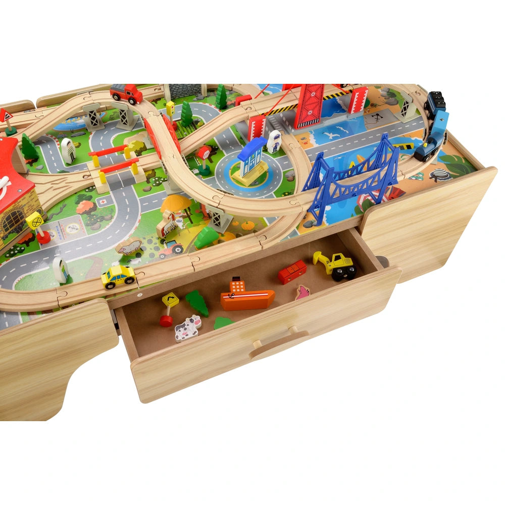 Squirrel Play Wooden Train Set Table 100 Pieces