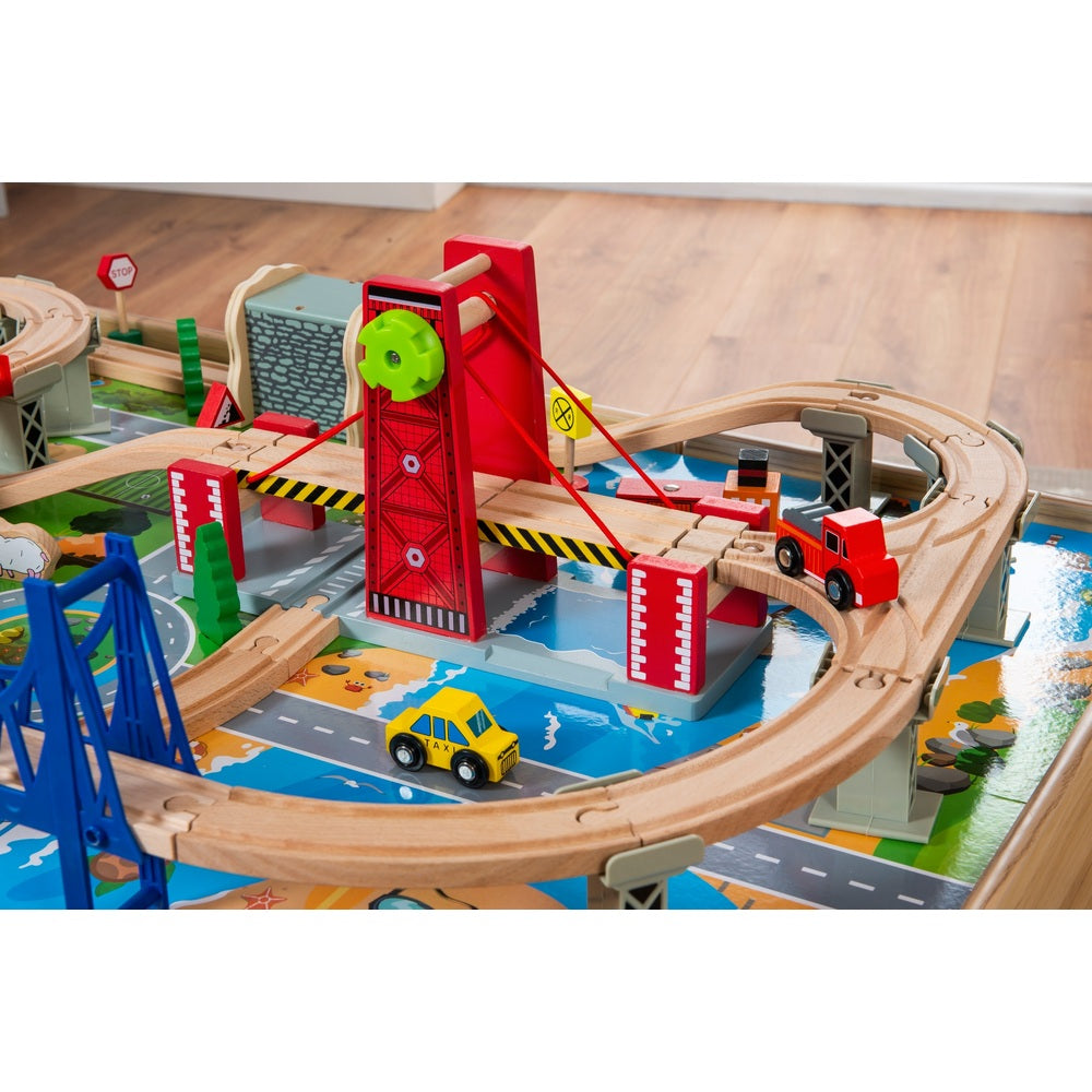 100 Piece Wooden Train Set & Table