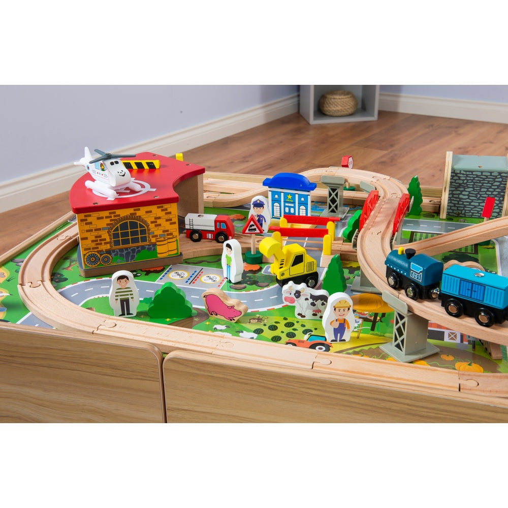 100 Piece Wooden Train Set & Table