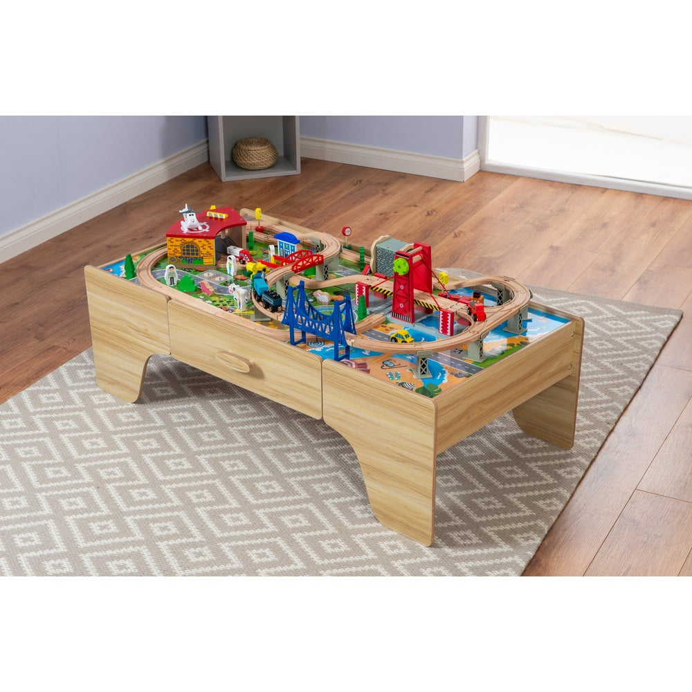 100 Piece Wooden Train Set & Table