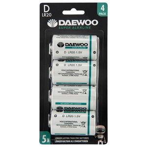 Daewoo Alkaline D 4 Pack Batteries