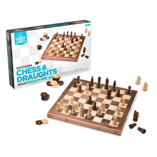 Wooden Chess & Draughts Set