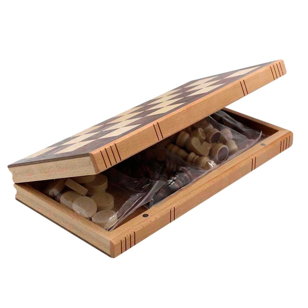 Wooden Chess & Draughts Set