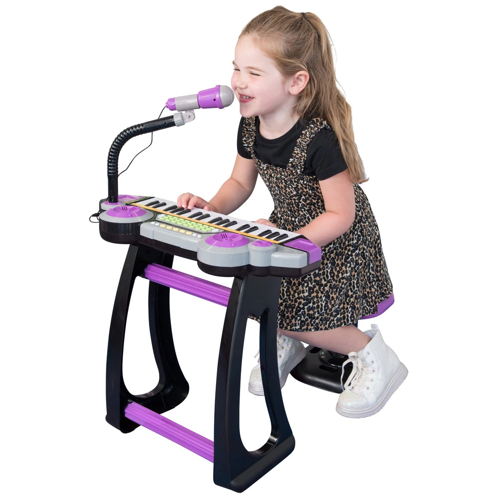 Sing Along Toy Piano Keyboard With Microphone And Stool