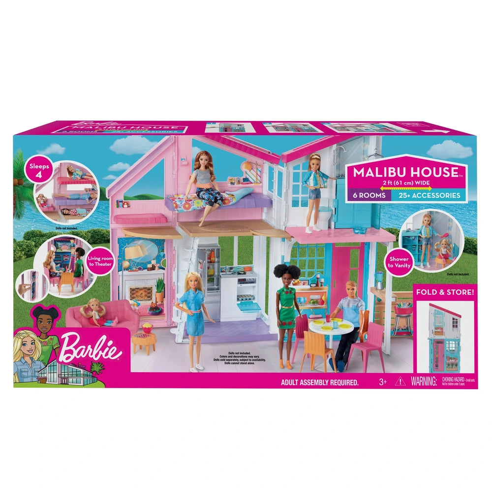 Barbie Malibu House With 6 Rooms And 25 Accessories