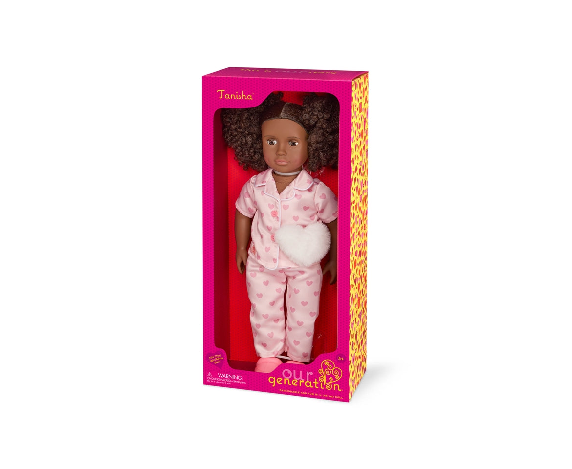 Our Generation Tanisha 18-Inch Sleepover Doll In Matching Pink Pjs