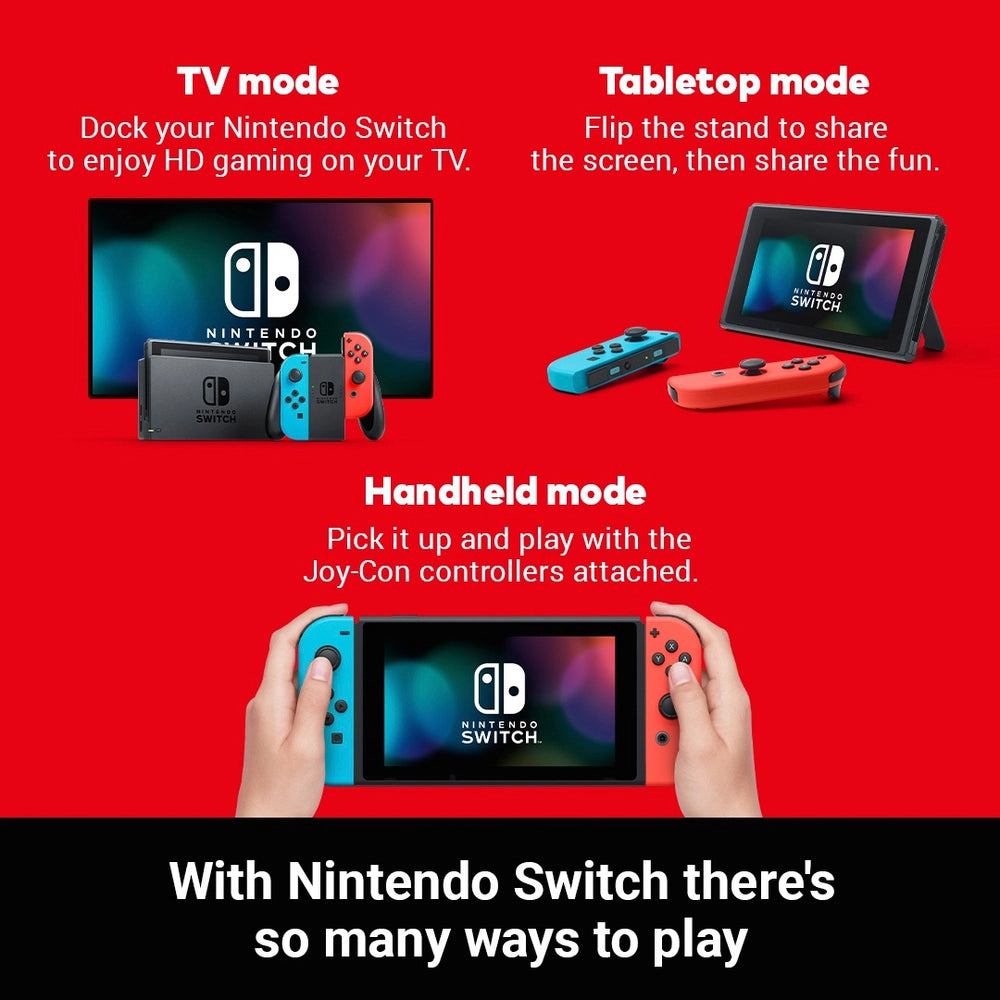 Nintendo Switch Neon Red/Blue With Improved Battery Life