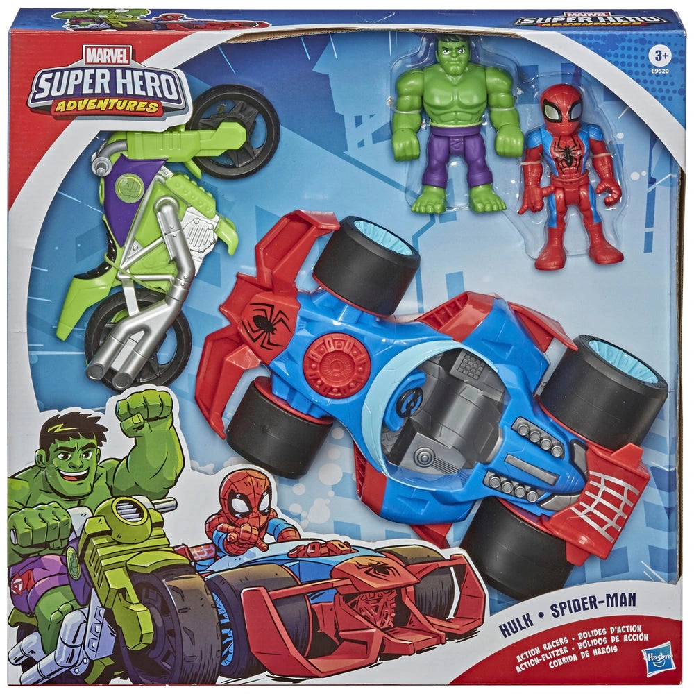 Marvel Super Hero Adventures Set Spider-Man And Hulk Vehicles 2 Pack
