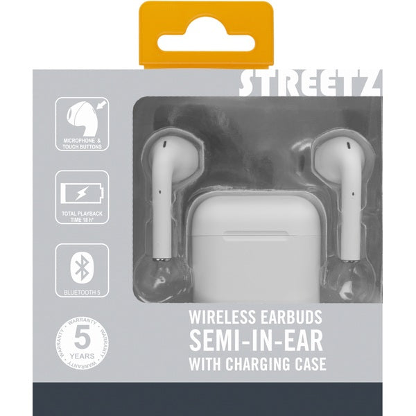 Streetz True Wireless Bluetooth Earbuds White