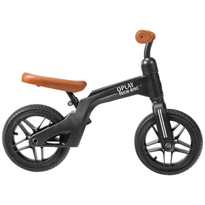 Q Play Tech Balance Bike Black & Brown Rubber