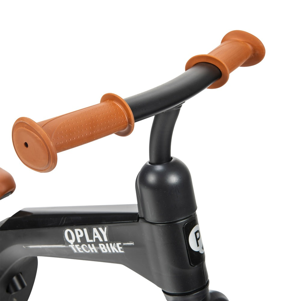 Q Play Tech Balance Bike Black & Brown Rubber