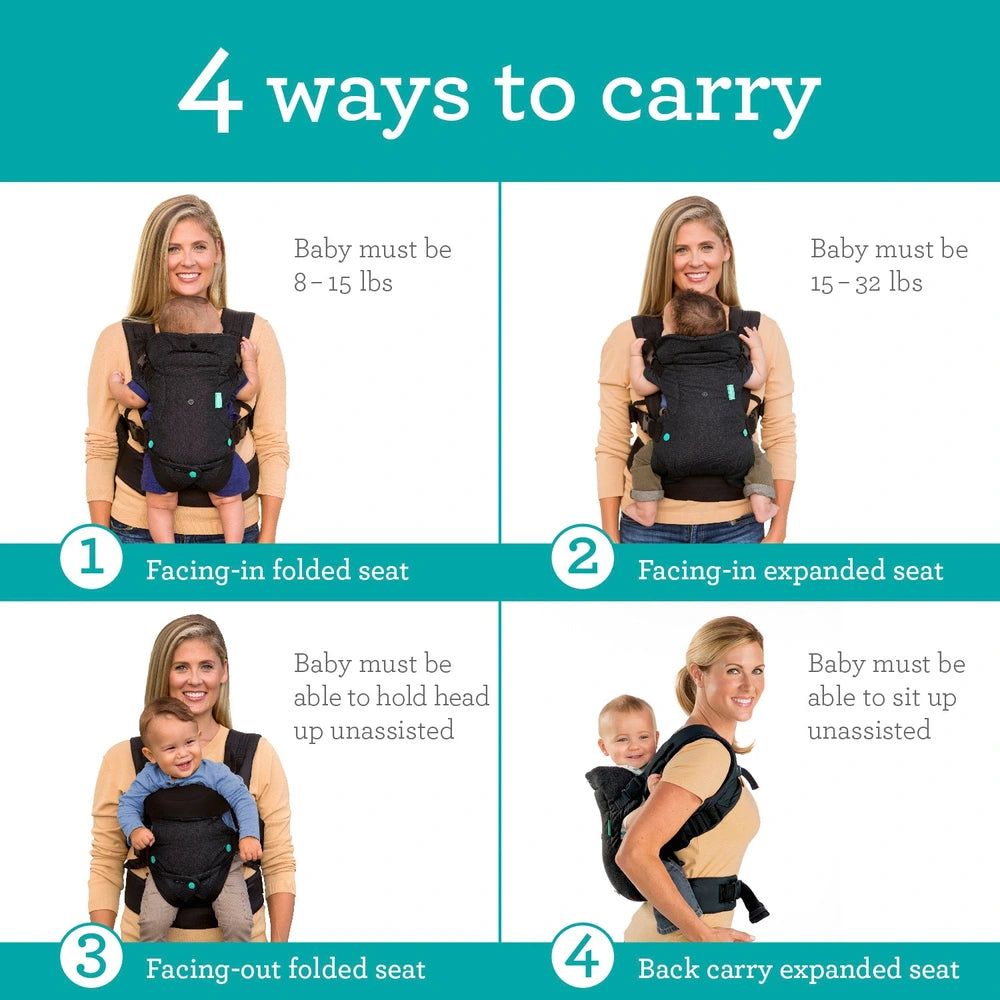 Infantino Flip Advanced 4-In-1 Black Denim Baby Carrier