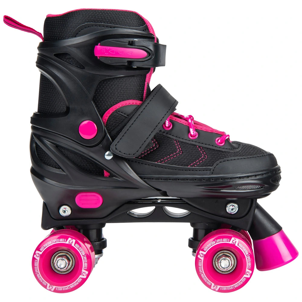 Adjustable Quad Roller Skates Pink And Black Uk Size 3 - 5
