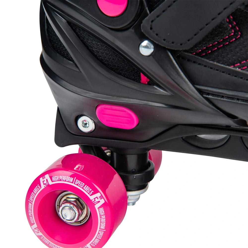 Adjustable Quad Roller Skates Pink And Black Uk Size 3 - 5