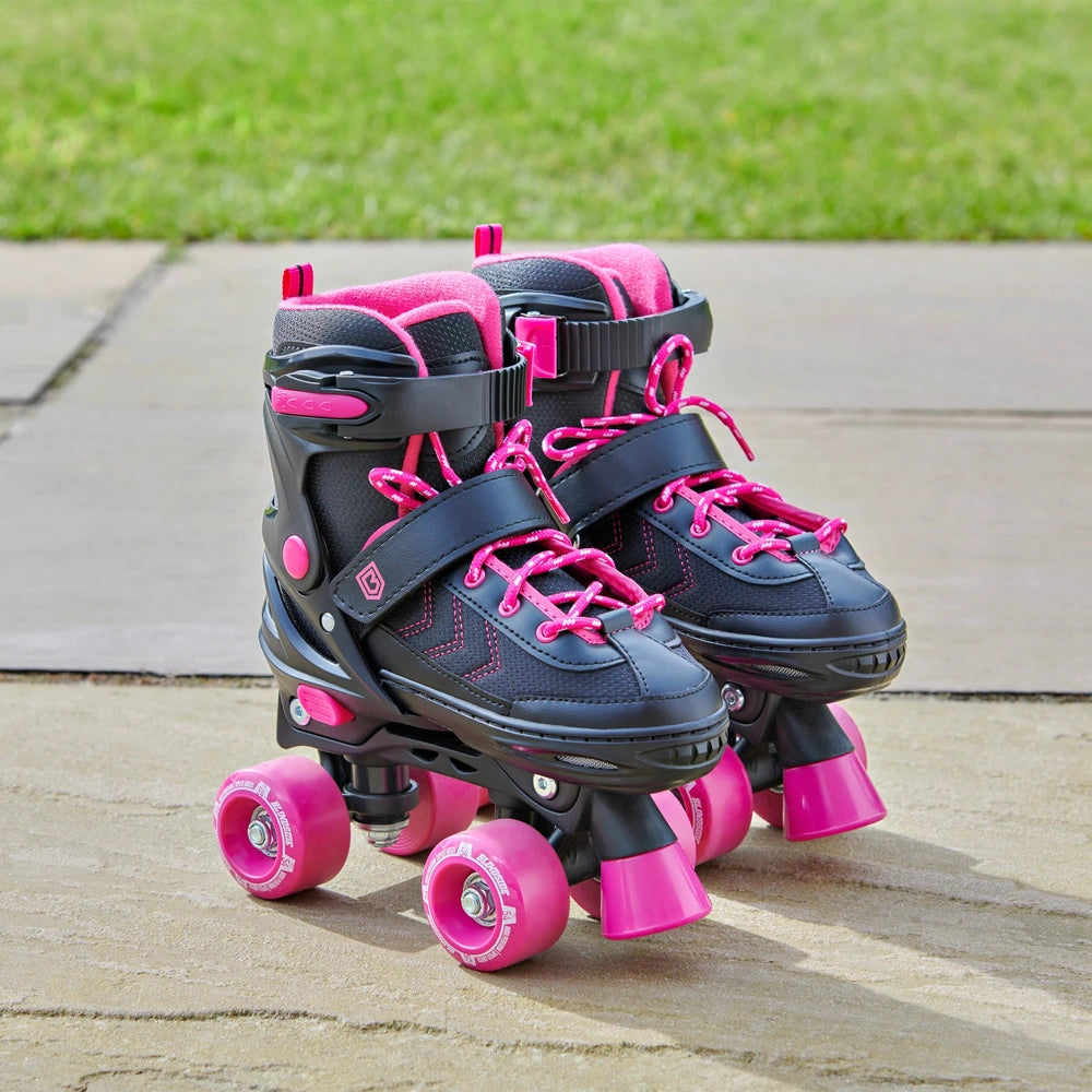 Adjustable Quad Roller Skates Pink And Black Uk Size 13 - 2