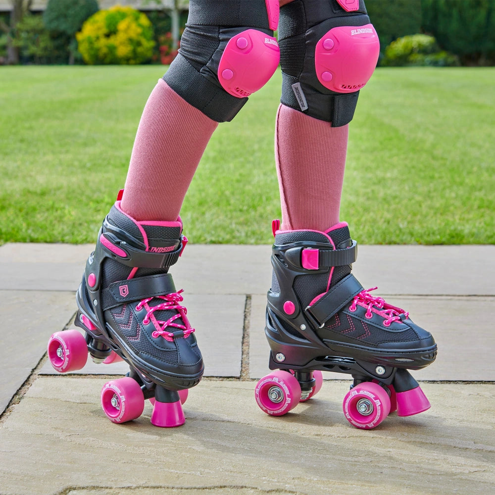 Adjustable Quad Roller Skates Pink And Black Uk Size 13 - 2