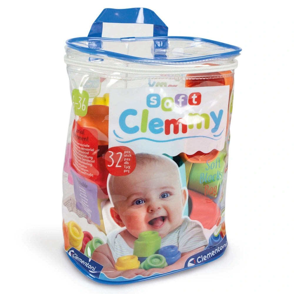 Clementoni Baby Soft Clemmy Sensory Baby Building Blocks 32 Pieces