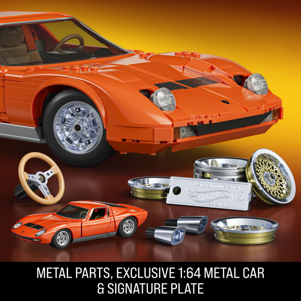 Mattel Brick Shop Hot Wheels Premium Series '71 Lamborghini Miura P400 Sv Building Set