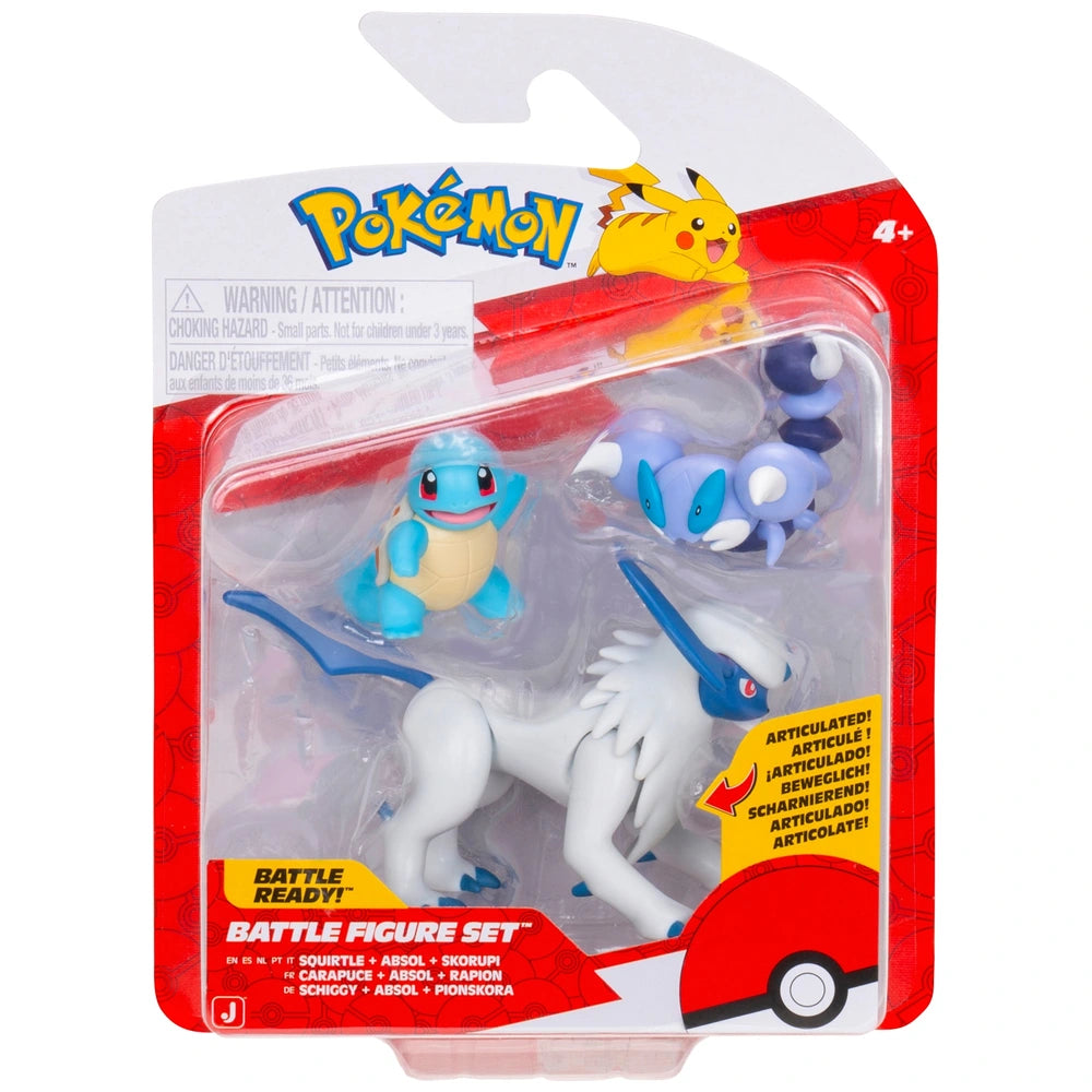 Pokémon Battle Figures 3 Pack Squirtle, Absol And Skorupi