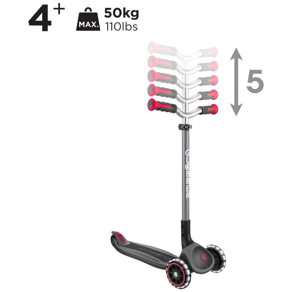 Globber Master Lights Foldable Scooter Black-Red