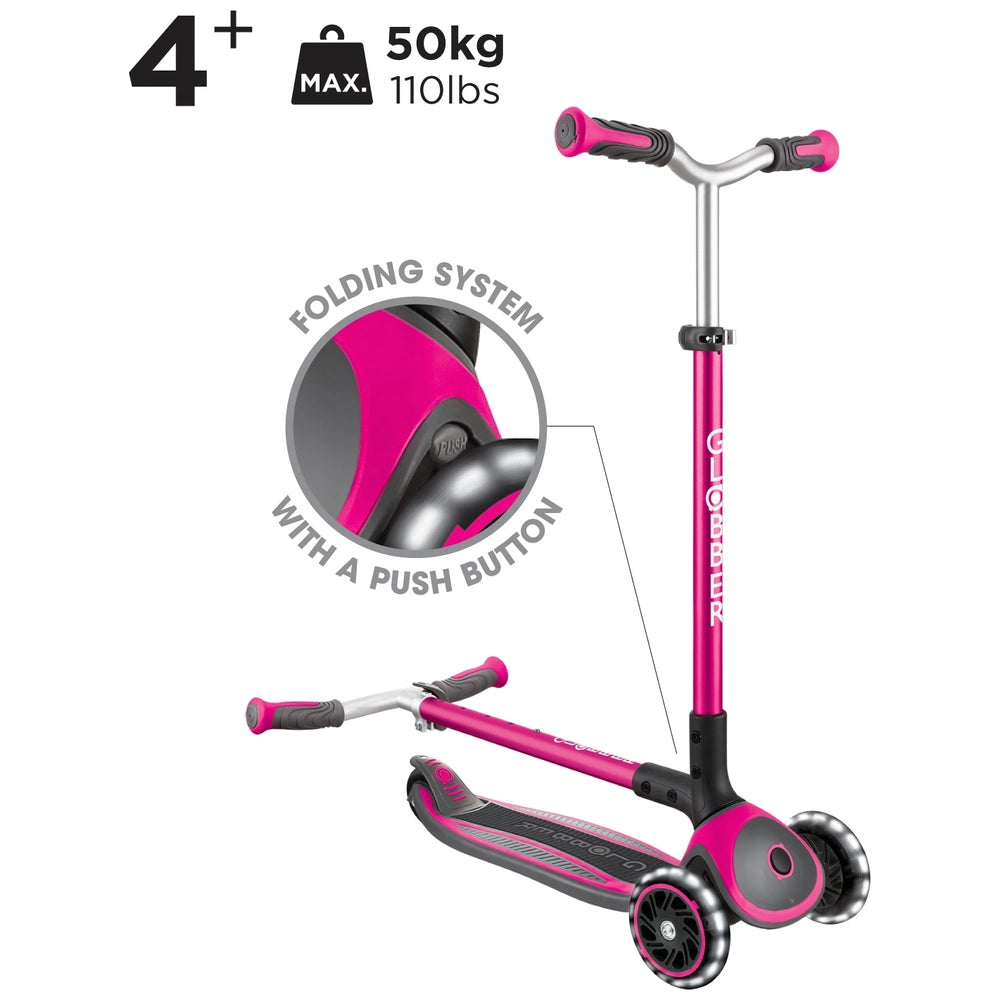 Globber Master Lights Folding Scooter Pink