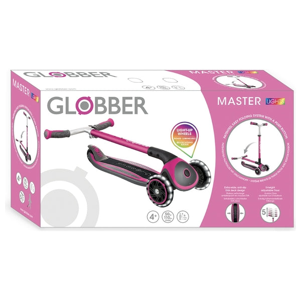 Globber Master Lights Folding Scooter Pink